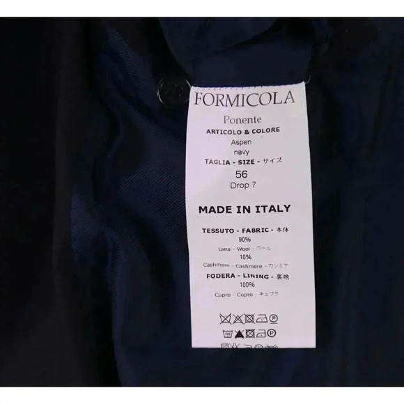 Errico Formicola Napoli Navy Blue Cashmere-Wool Overcoat Coat 46R - Picture 9 of 9